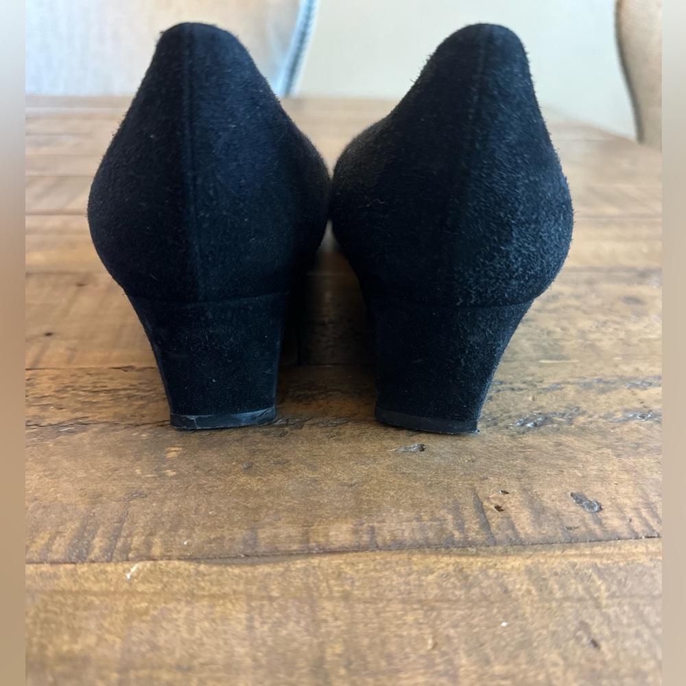 Stuart Weitzman Black Suede Metal Studded Beaded … - image 3